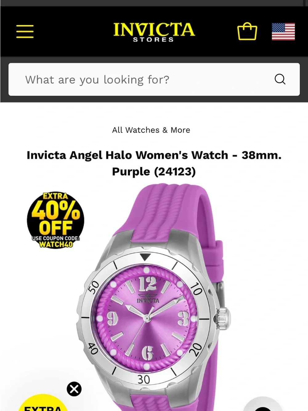 Invicta Angel Halo Women's Watch - 38mm. Purple (24123)